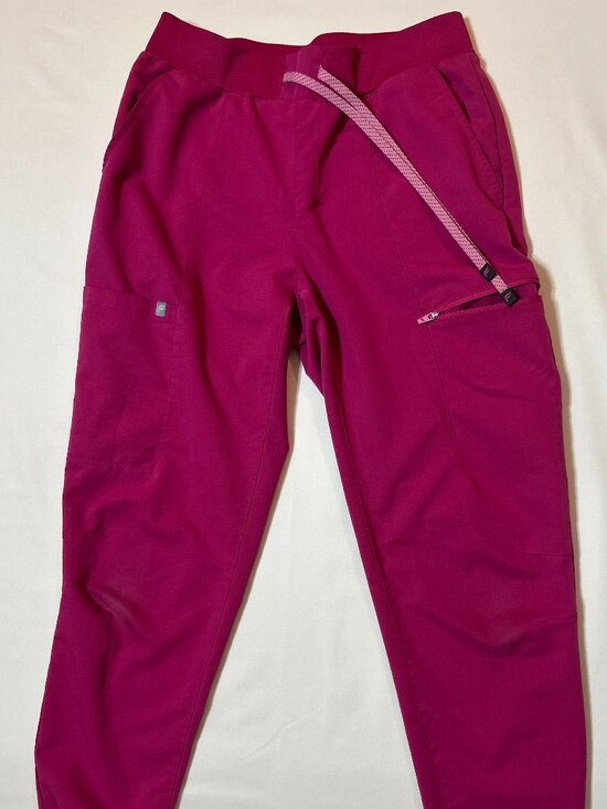 Fabletics Pants - Fabletics On-Call Scrub Jogger Pants; Pink-Fuschia; Drawstring; Size M